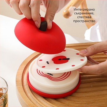 Силиконов комплект подложки за чаши - карикатурен дизайн, кръгла форма, термоустойчив, модерен минималистичен стил