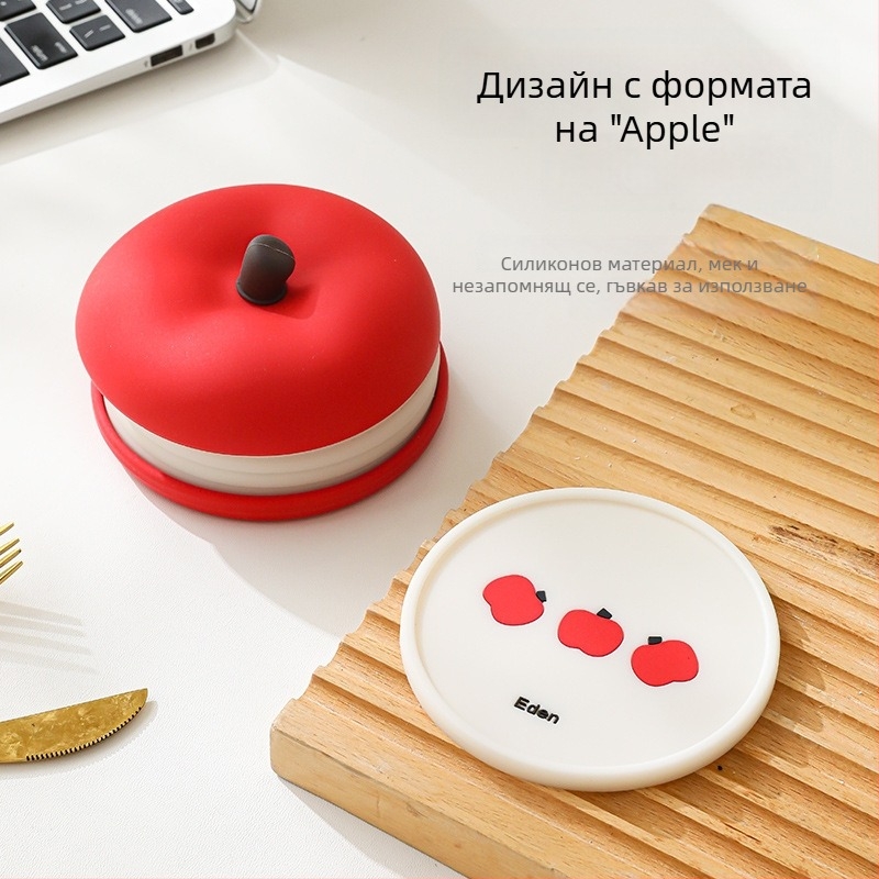 Силиконов комплект подложки за чаши - карикатурен дизайн, кръгла форма, термоустойчив, модерен минималистичен стил