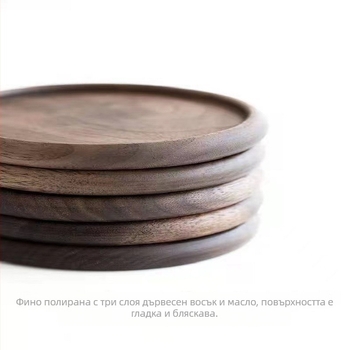 Дървена подложка за чаши с дървесен модел, кръгла или квадратна, биоразградима, първокласно качество