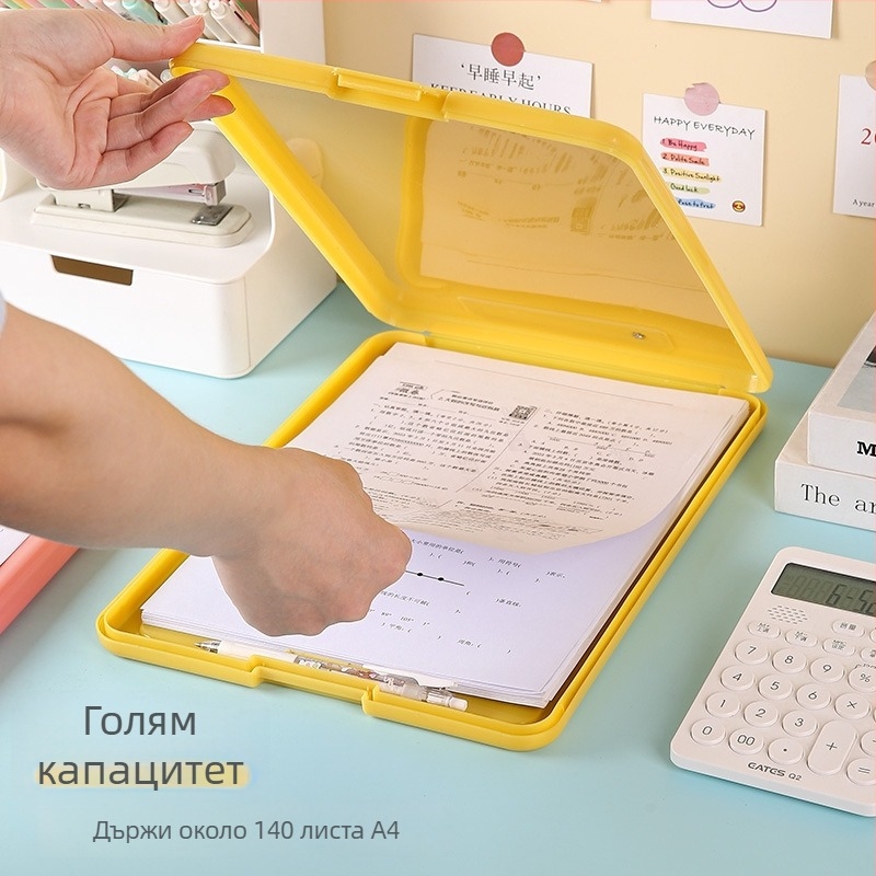 Пластмасова кутия за документи с клип, A4 – PP организатор, модел 3723, 3 мм дебелина, задна ширина 30 мм, възможност за печат на лого