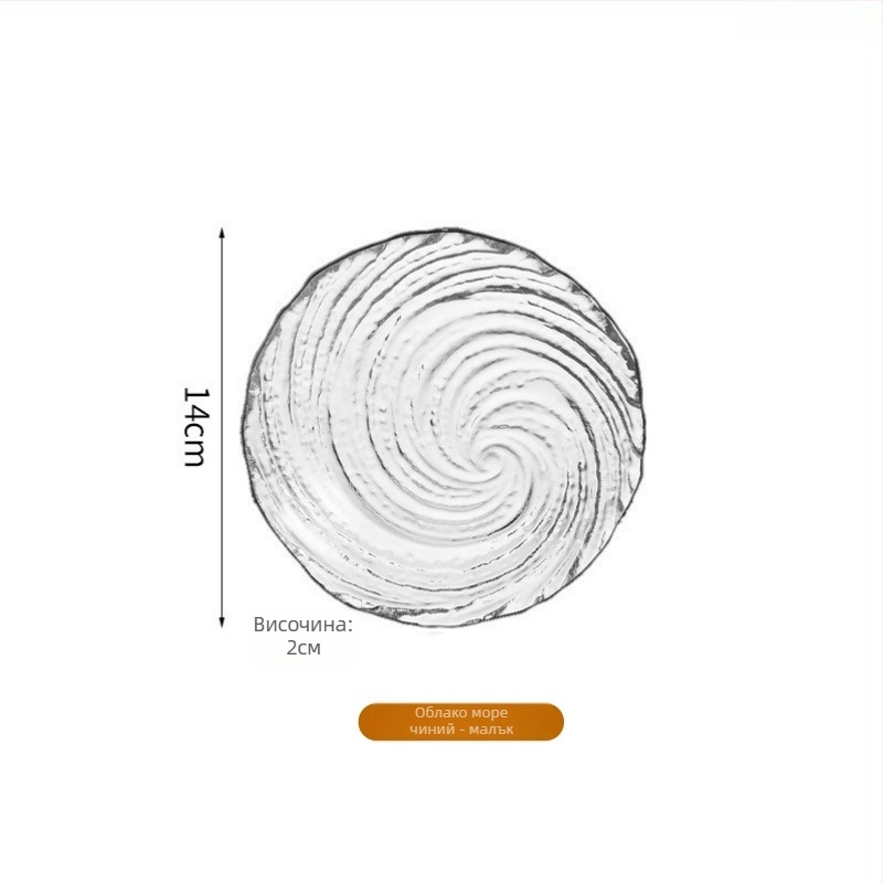 Стъклен сервиз с ледена шарка: нерегуларни купи за плодове и плочи за десерти, прозрачен сервиз за десертни чаши за захарна вода; ръчно изработено, възможна персонализация, модерен минималистичен стил