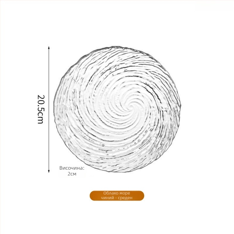 Стъклен сервиз с ледена шарка: нерегуларни купи за плодове и плочи за десерти, прозрачен сервиз за десертни чаши за захарна вода; ръчно изработено, възможна персонализация, модерен минималистичен стил