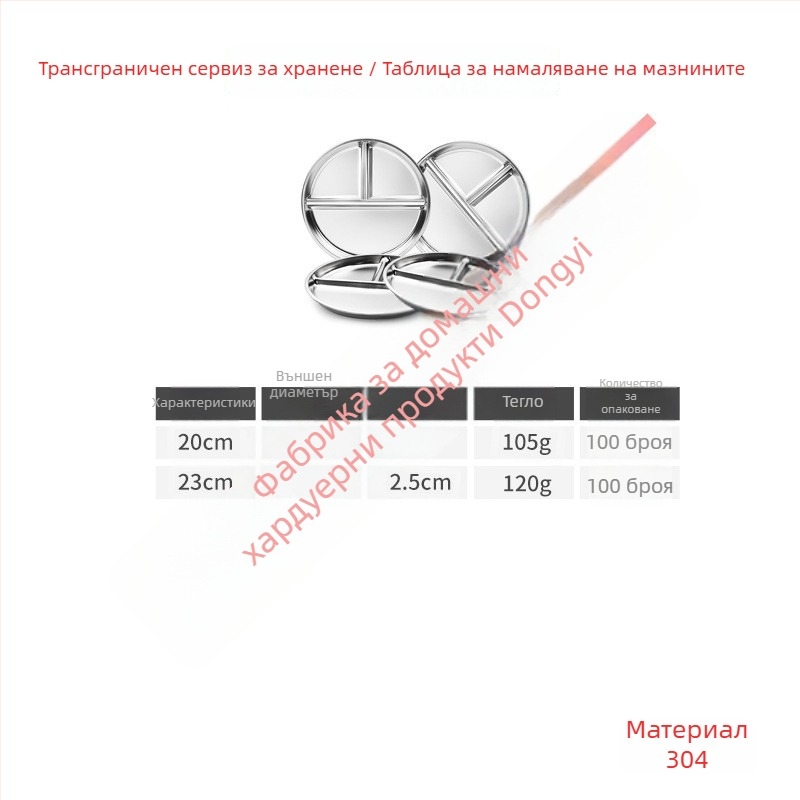 DANEIGI Чиния за хранене от неръждаема стомана с три секции, нехлъзгаща се, хранителен клас, за деца над 3 месеца