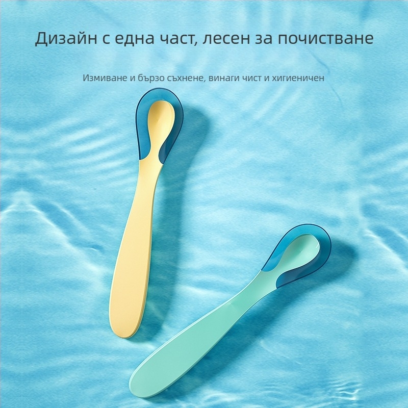 Obenie термохромна бебешка лъжичка - PP материал, за деца над 3 месеца, комплект 1 бр., антиизгаряне, мультяшен стил