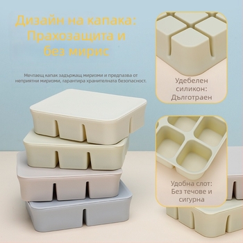 Силиконова анти-аромат ледена формичка за бебешко хранене и кутия за съхранение на храна, хранителен силикон, фризер-сейф, минималистичен стил, комплект 1, подходяща за деца от 6 месеца и нагоре