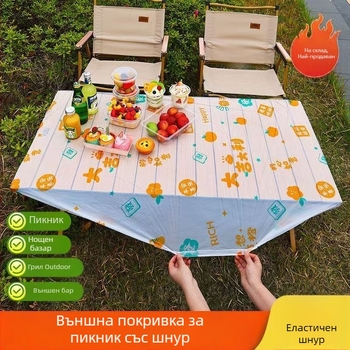 Еднократна принтована покривка за маса с възможност за персонализация, пластмасова, дебелина 2 silk, правоъгълна форма, подходяща за пикник.