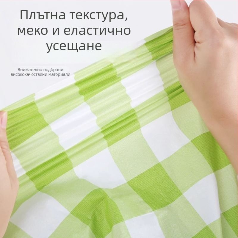 Еднократно правоъгълно покривало за маса, пластмаса (PE), водоустойчиво и маслоустойчиво, дебелина 0.1 мм, биоразградимо.