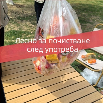 Еднократна покривка за маса къмпинг с ластик, LDPE, квадратна, устойчива на мазнини