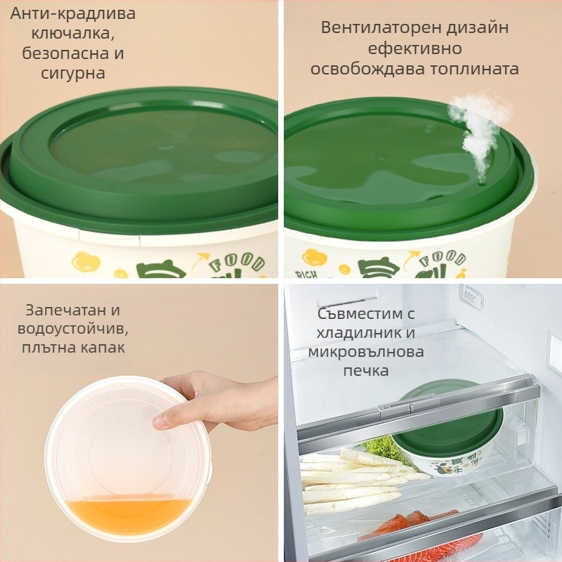 Еднократна кутия за износ на храна с печат, персонализирана и удебелена с антикрад заключващ механизъм, хранителен PP материал, подходяща за микровълнова