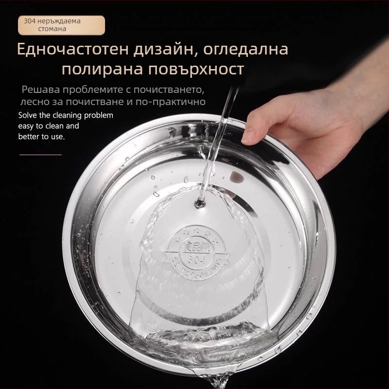 Неръждаема стомана чиния, кръгла, модерен стил, подходяща за хотели и хранене, микровълнова безопасна