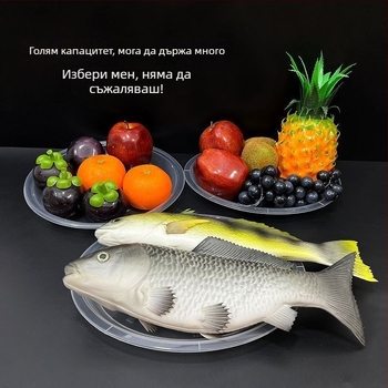 Кръгла еднократна пластмасова чиния, прозрачна (Категория: еднократна чиния; Материал: пластмаса; Срок на годност: 1 година; Обработка и персонализация: Няма)