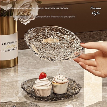 Кръгла пластмасова тава за кости и закуски, еднотонен модел, прост стил, не е подходяща за микровълнова печка