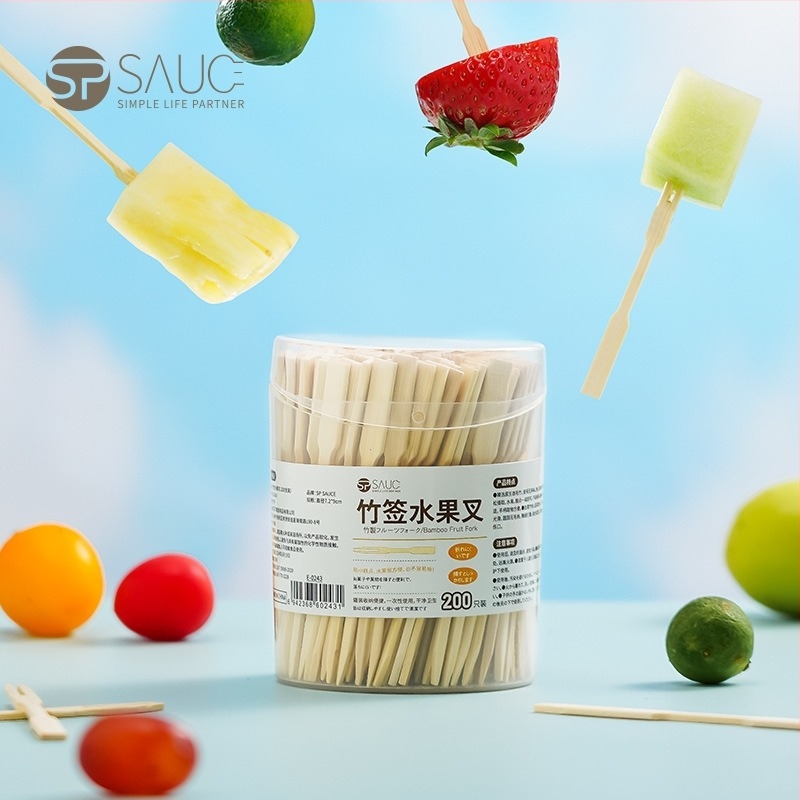 Еднократни вилици за плодове – комплект за дома, бамбук, 200 бр., прост стил, първо качество, частна марка