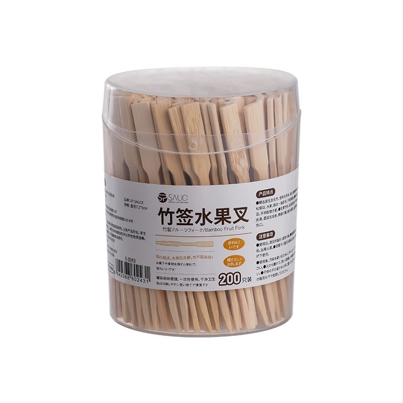 Комплект плодови вилици за еднократна употреба - бамбукови, прост стил, 200 броя, първо качество