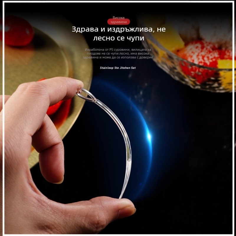 Пластмасова вилка за плодове, прозрачна, 100 броя в опаковка, за възрастни