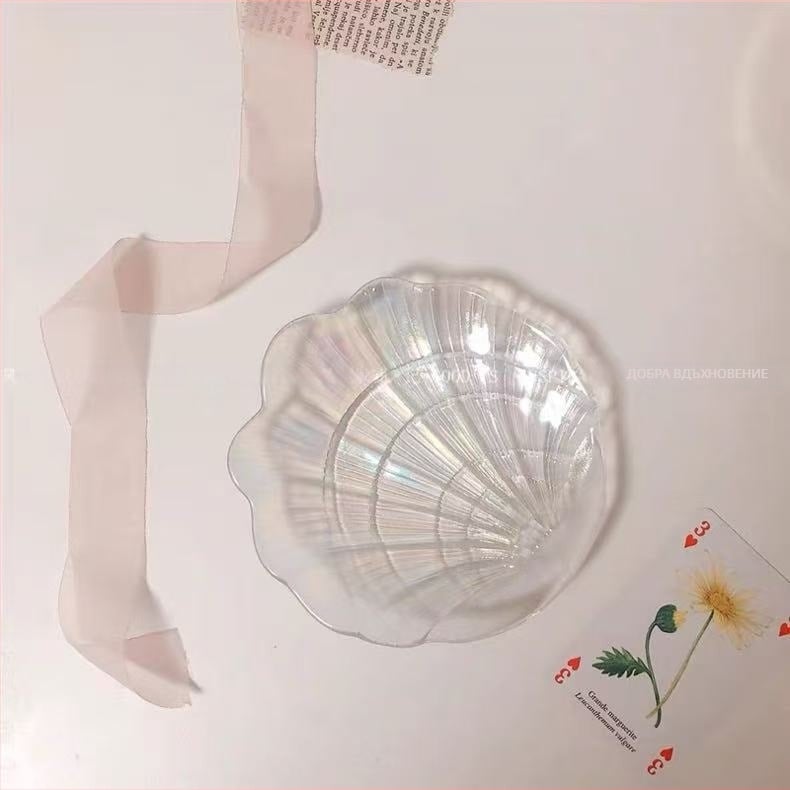 Стъклена чиния за съхранение на бижута с нестандартна форма, електроплатирана повърхност и стил лайт лукс ретро, подходяща за реквизит за снимки и палитра за маникюр.