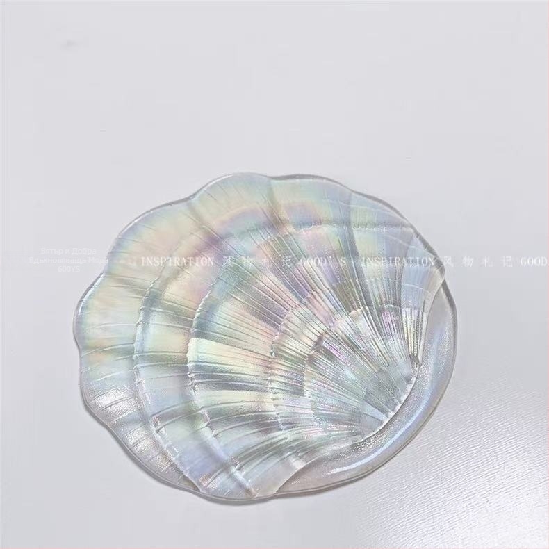 Стъклена чиния за съхранение на бижута с нестандартна форма, електроплатирана повърхност и стил лайт лукс ретро, подходяща за реквизит за снимки и палитра за маникюр.