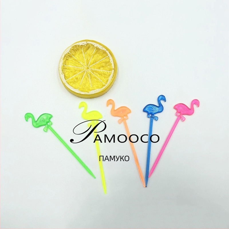 Вилици за плодове с дизайн фламинго – пластмасови, еднократни, 50 бр./сет, украса за коктейли, плодове и десерти