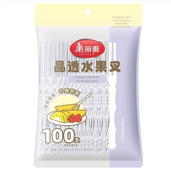 Meiliya пластмасови еднократни плодови вилици за домашна употреба, неподходящи за микровълнова печка, неразградими