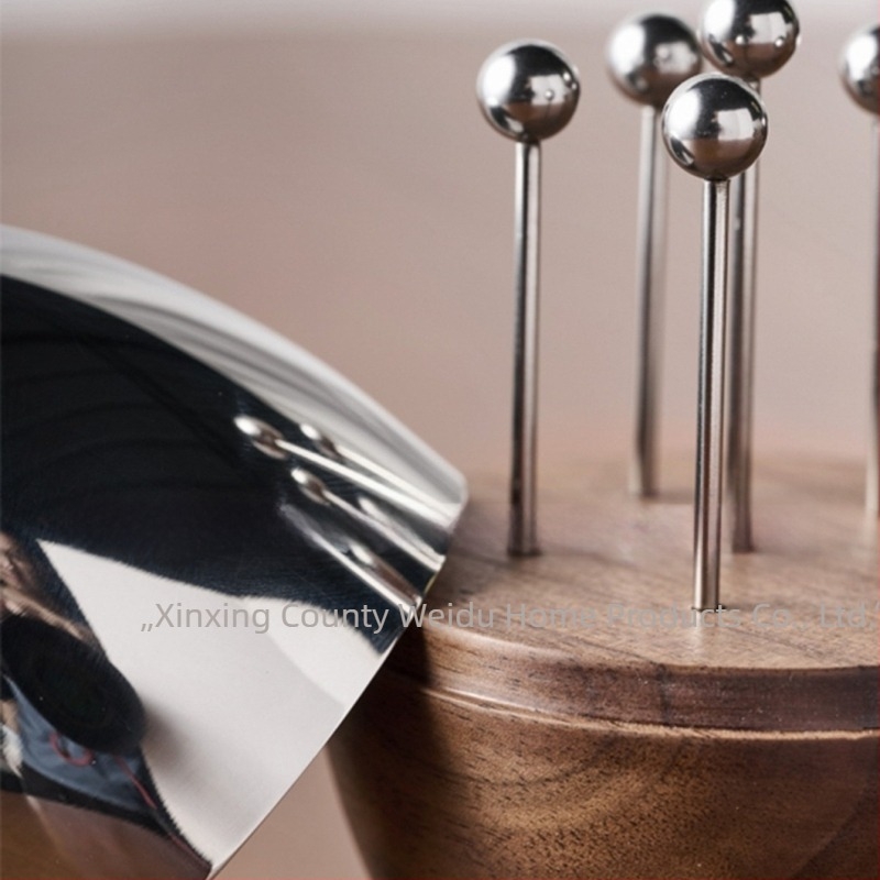 Комплект плодови вилици — неръждаема стомана с орехова дръжка, скандинавски стил, лукс ретро, за възрастни