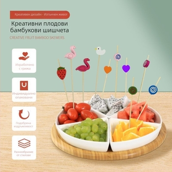 Еднократни бамбукови шишчета за барбекю – модерен минималистичен стил, карикатурен дизайн, водно полиране