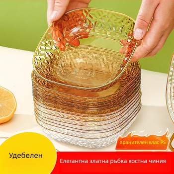 Хранително-качествена квадратна пластмасова чиния за костни отпадъци, лек луксозен стил, повърхност с електроплакиране