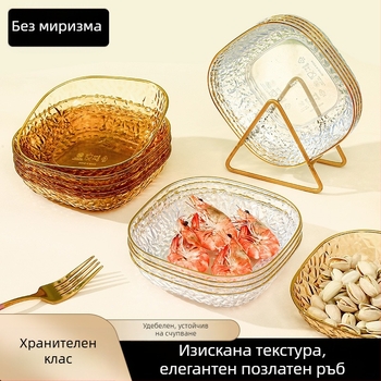 Хранително-качествена квадратна пластмасова чиния за костни отпадъци, лек луксозен стил, повърхност с електроплакиране