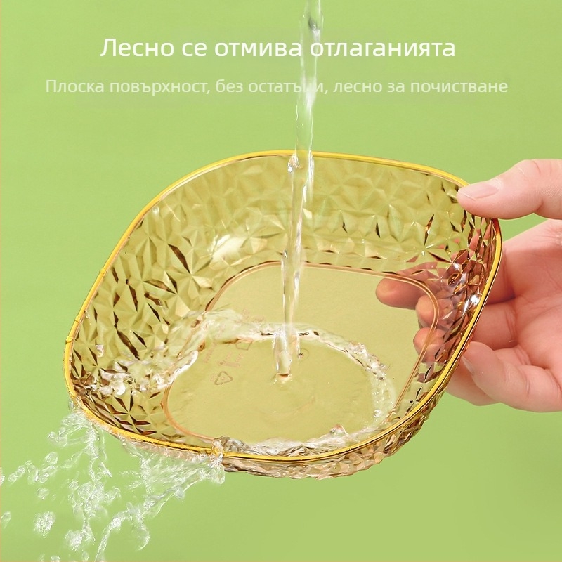 Хранително-качествена квадратна пластмасова чиния за костни отпадъци, лек луксозен стил, повърхност с електроплакиране