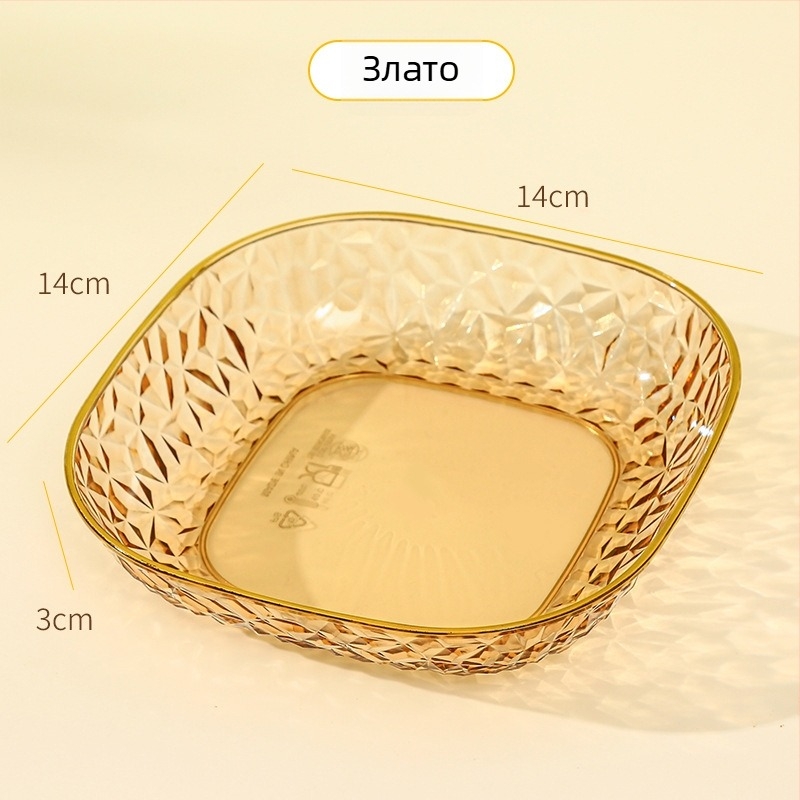 Хранително-качествена квадратна пластмасова чиния за костни отпадъци, лек луксозен стил, повърхност с електроплакиране