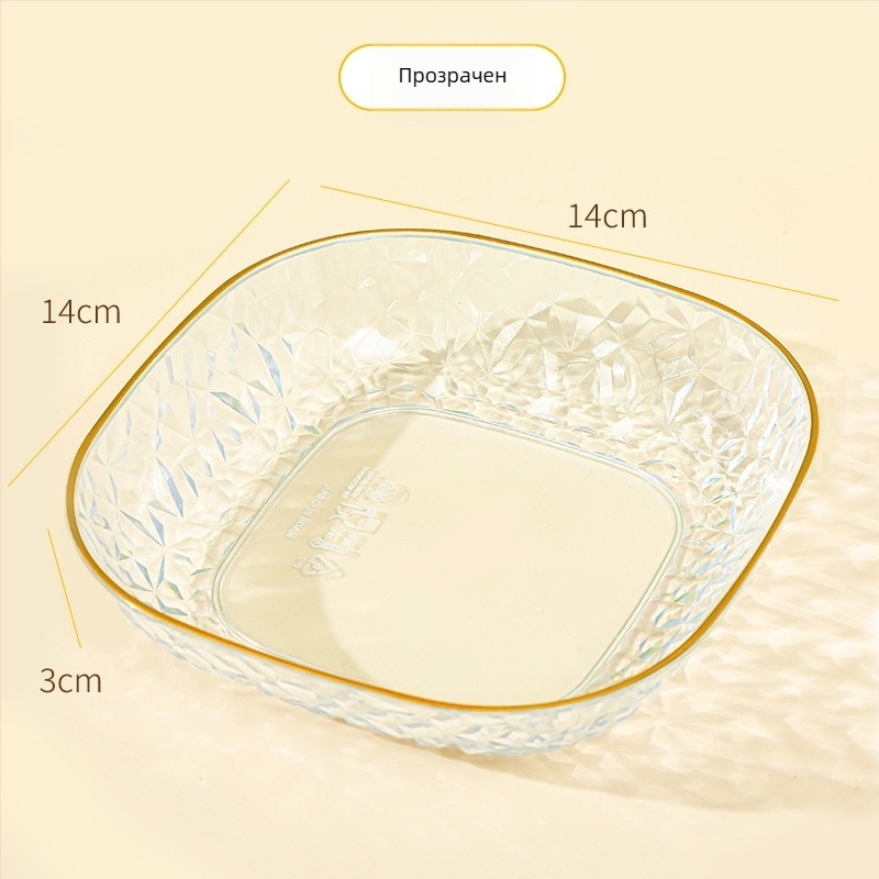 Хранително-качествена квадратна пластмасова чиния за костни отпадъци, лек луксозен стил, повърхност с електроплакиране
