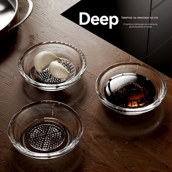 Стъклен комплект за подправки за мелене на чесън и джинджифил, кръгла форма, модерен минималистичен стил, снежна глазура