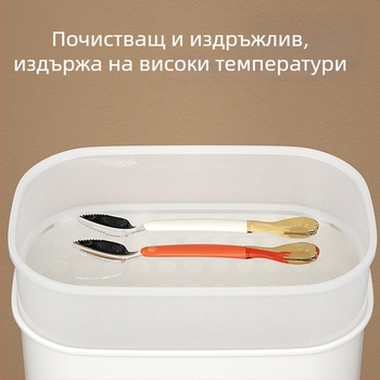 Силиконова бебешка лъжичка с двойна глава за плодово пюре, подходяща за бебета над 6 месеца, комплект от 1 бр.