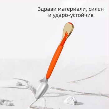 Силиконова бебешка лъжичка с двойна глава за плодово пюре, подходяща за бебета над 6 месеца, комплект от 1 бр.
