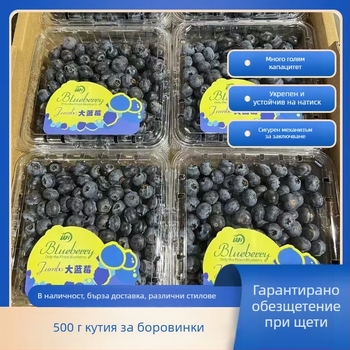 Кутия за боровинки от PET, дишаща, прозрачна удебелена пластмаса, 100 бр. в опаковка