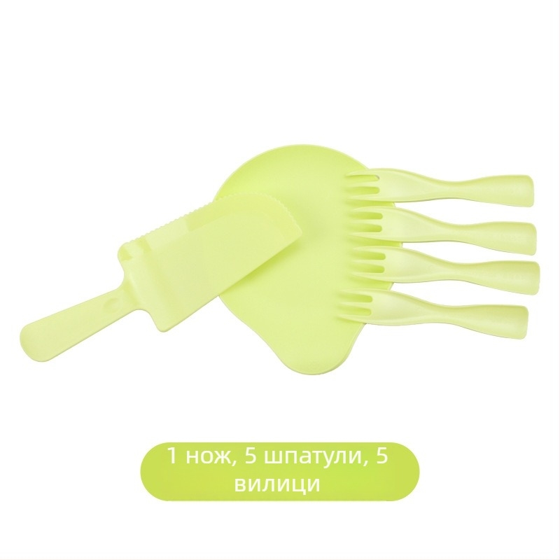 Еднократен пластмасов комплект съдове за хранене с форма на капка вода за 5 човека — чинии, ножове и вилици за рожден ден