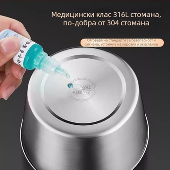 Кутия за обяд от неръждаема стомана 316, хранително качество, с капак, термоизолирана, микровълнова безопасна, кръгла