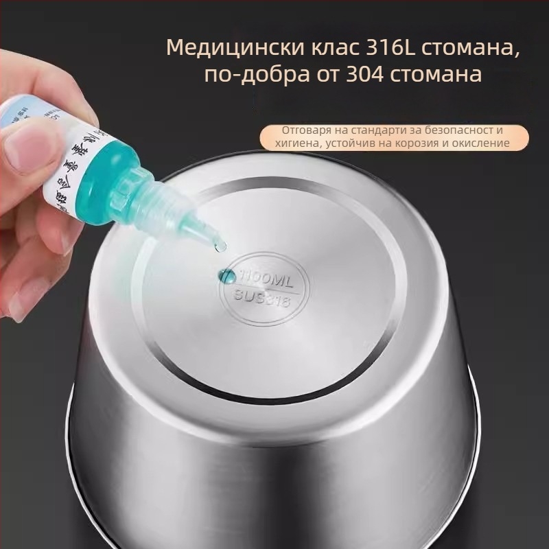 Кутия за обяд от неръждаема стомана 316, хранително качество, с капак, термоизолирана, микровълнова безопасна, кръгла