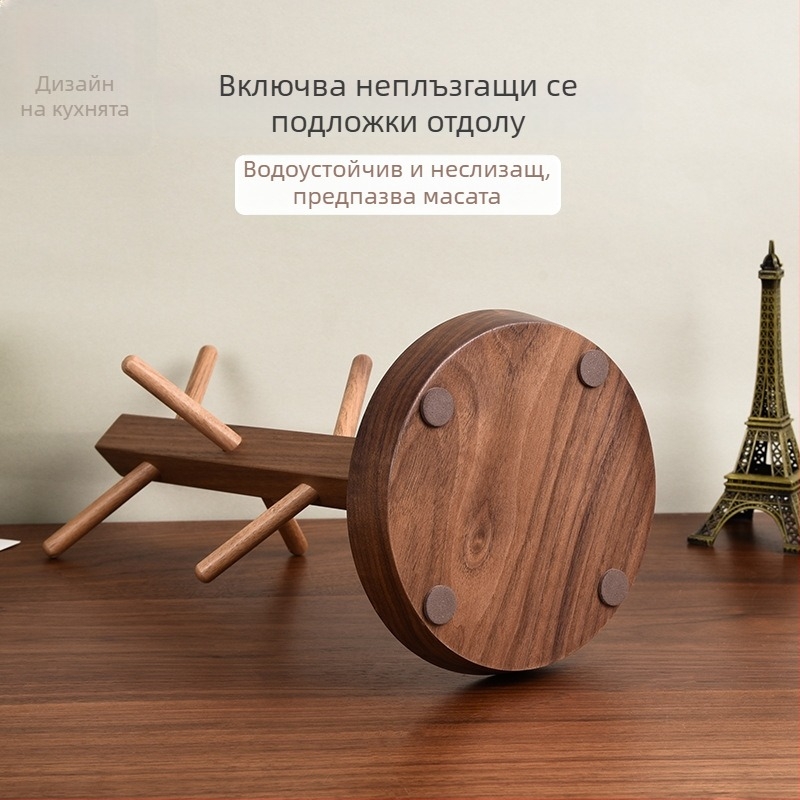 Дървен държач за чаши и настолен органайзер с отдел за ключове - минималистичен стил, масивно дърво