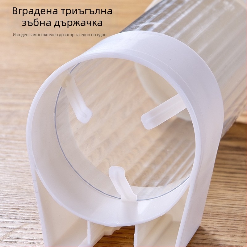 Стенно монтиран диспенсър за еднократни чаши, автоматичен държач за хартиени чаши, без пробиване, пластмасов корпус, стил модерна простота, 200 г