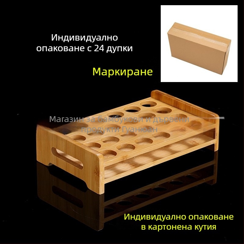Стойка за чаши от бамбук и дърво — настолна поставка, 24 дупки, нов китайски стил
