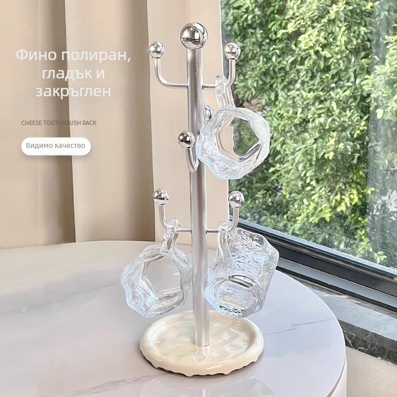 Луксозен стъклен държач за чаши с инвертирана поставка — настолен органайзер за чаши