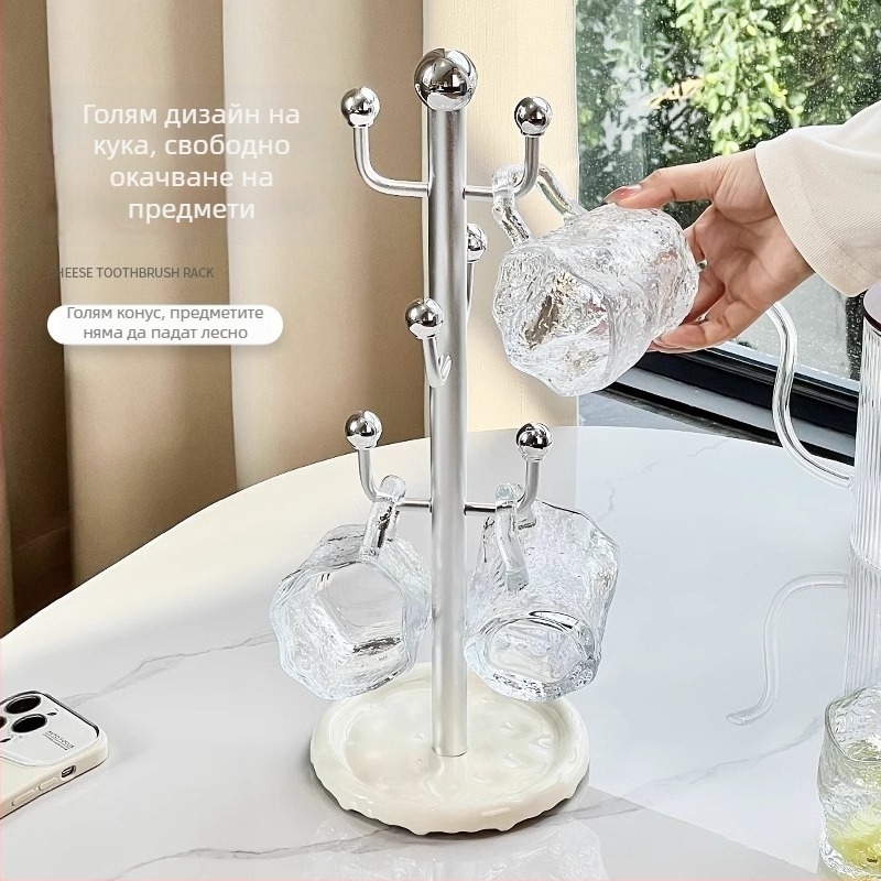 Луксозен стъклен държач за чаши с инвертирана поставка — настолен органайзер за чаши