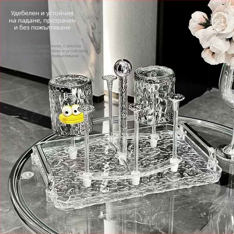 Държач за чаши с поднос за отцеждане – пластмасов, луксозен ретро стил, лансиран през 2023 г.