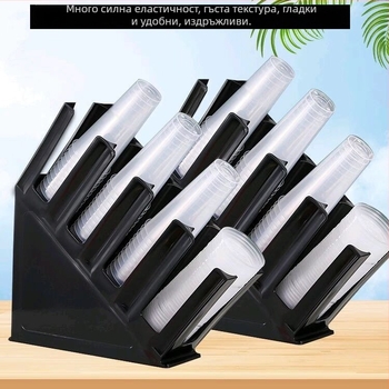 Държач за чаши за чай с мляко и кафе, наклонен четириклетъчен отдел за съхранение, ПП материал, за еднократни хартиени чаши