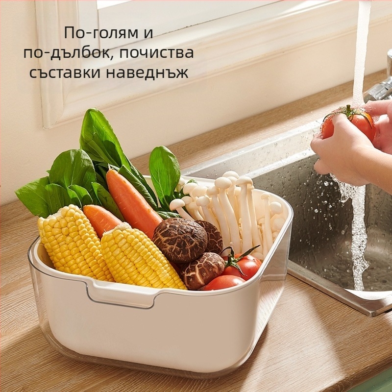 Кошница за измиване на зеленчуци и плодове с дренаж, скандинавски прост стил, пластмасова, зимно издание 2020, висококачествен продукт