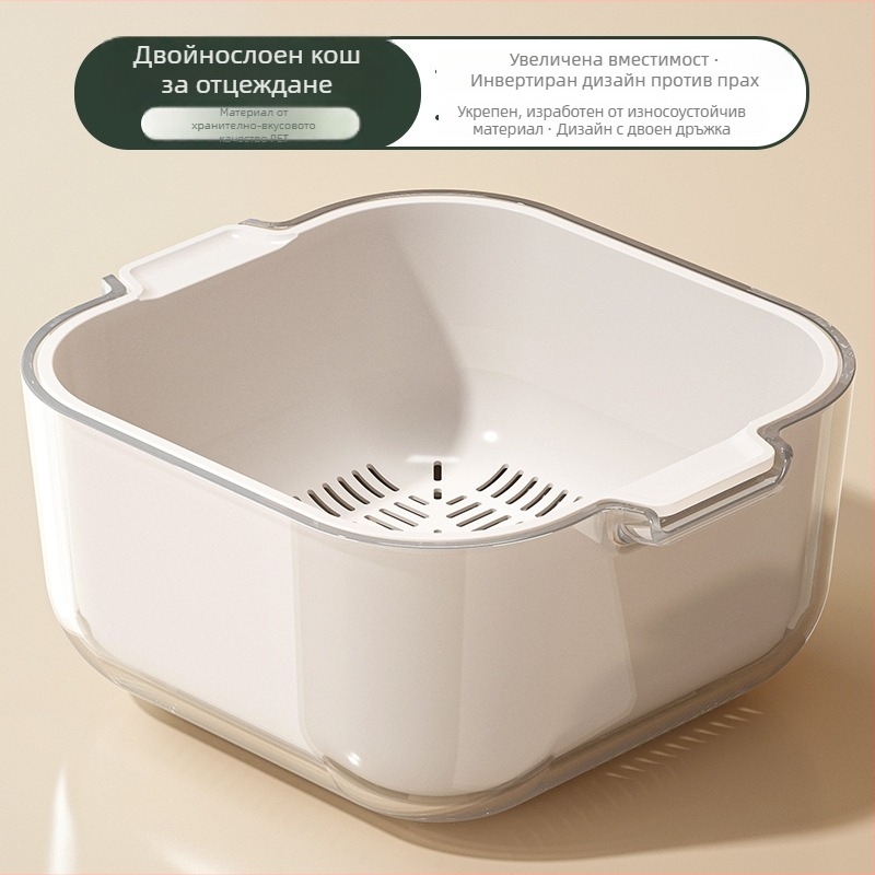 Кошница за измиване на зеленчуци и плодове с дренаж, скандинавски прост стил, пластмасова, зимно издание 2020, висококачествен продукт