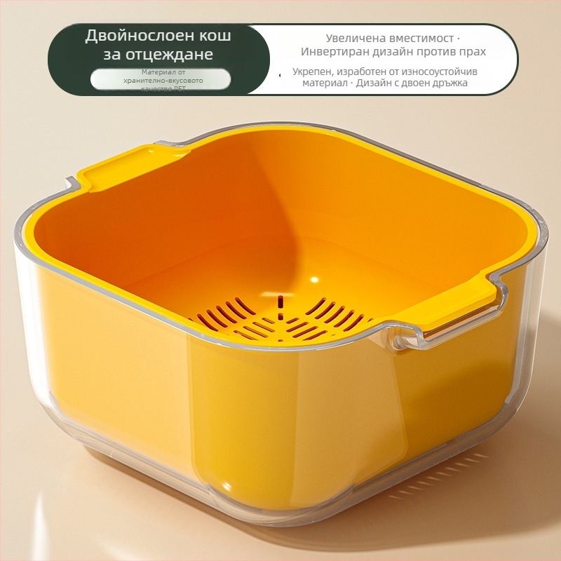 Кошница за измиване на зеленчуци и плодове с дренаж, скандинавски прост стил, пластмасова, зимно издание 2020, висококачествен продукт