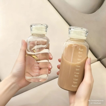 Чаша от високо боросиликатно стъкло с капак, устойчива на високи температури, непропусклива и термоизолираща