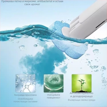 Еднократен стенен комплект за тоалетна — четка за почистване, пластмасово тяло, без пропуски в почистването