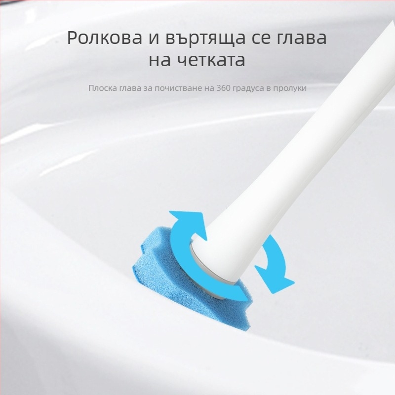 Едноразова стенна тоалетна четка за самопочистване, с пластмасова база и държач, сменяеми глави